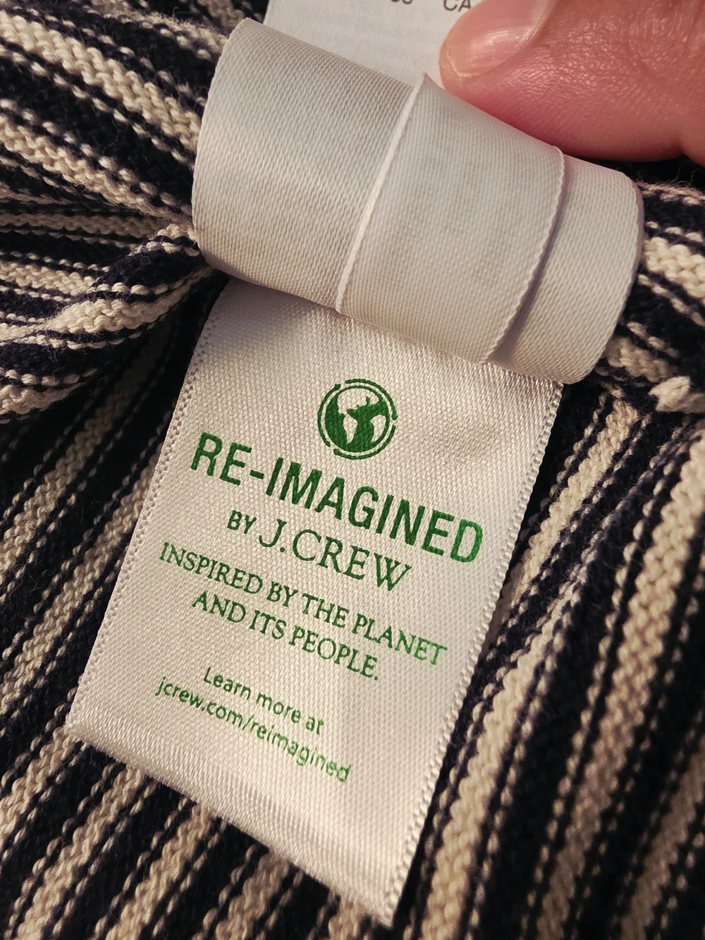 J. Crew Black and White Striped Crewneck Sweater